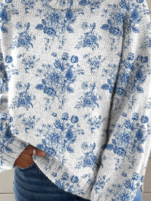 Ethel | Artistic floral print turtleneck sweater