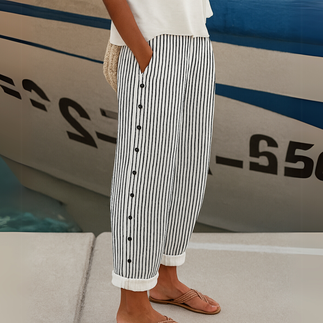 Sloane | Stylish Striped Button Pants