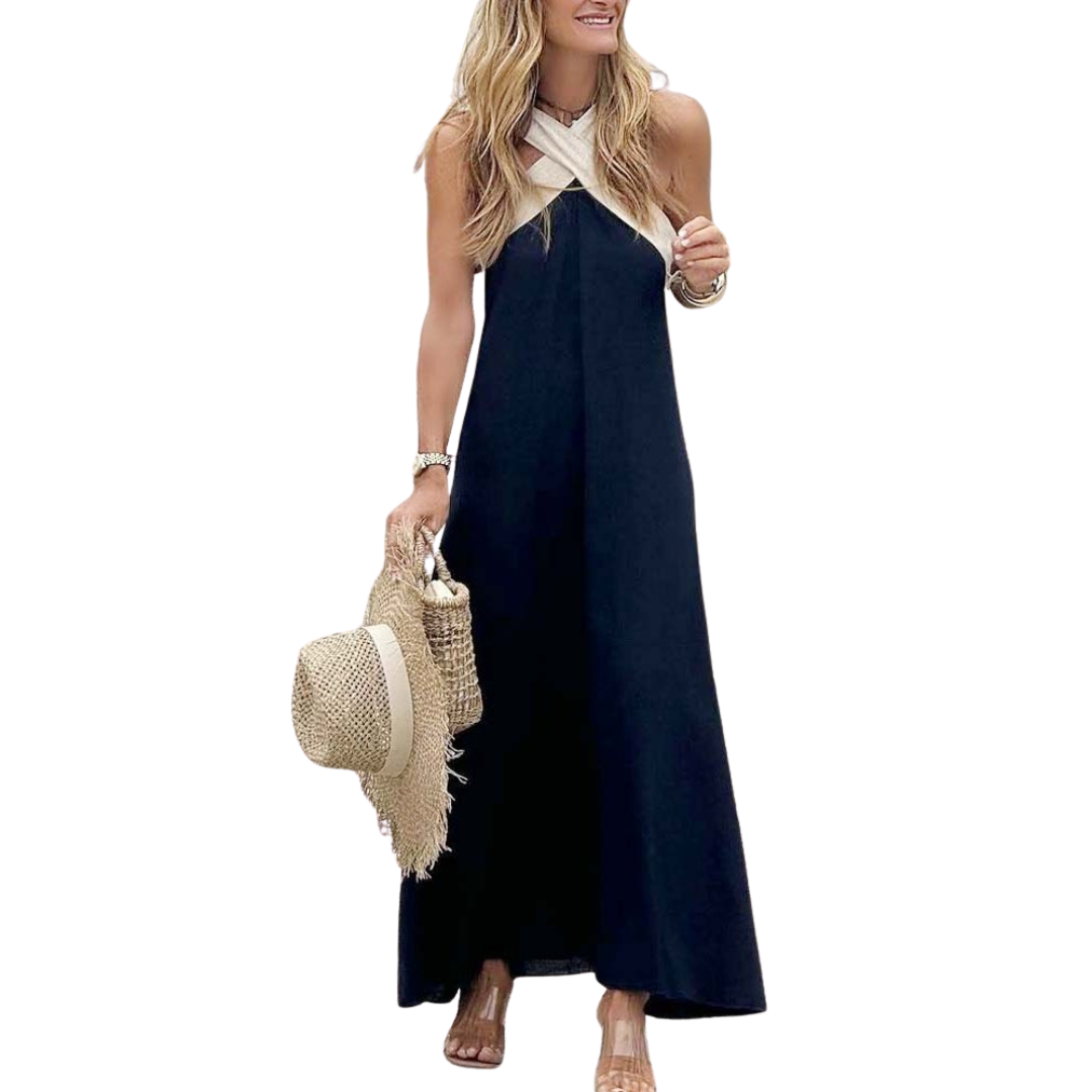HALINA | CROSSOVER NECKLINE DRESS
