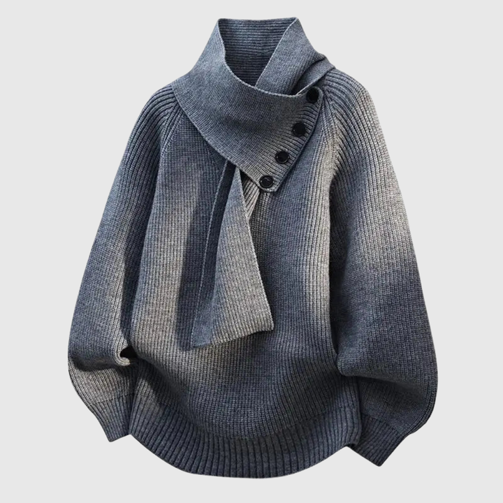 ARIELLE | DRAPED SCARF-NECK SWEATER