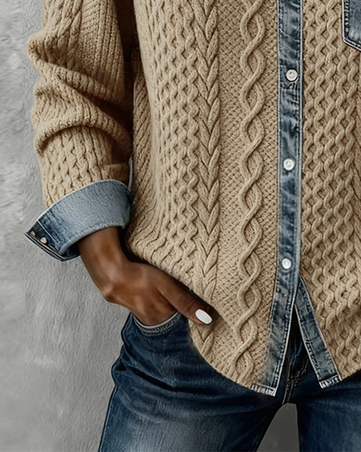 Peyton Shirt with Denim Patchwork