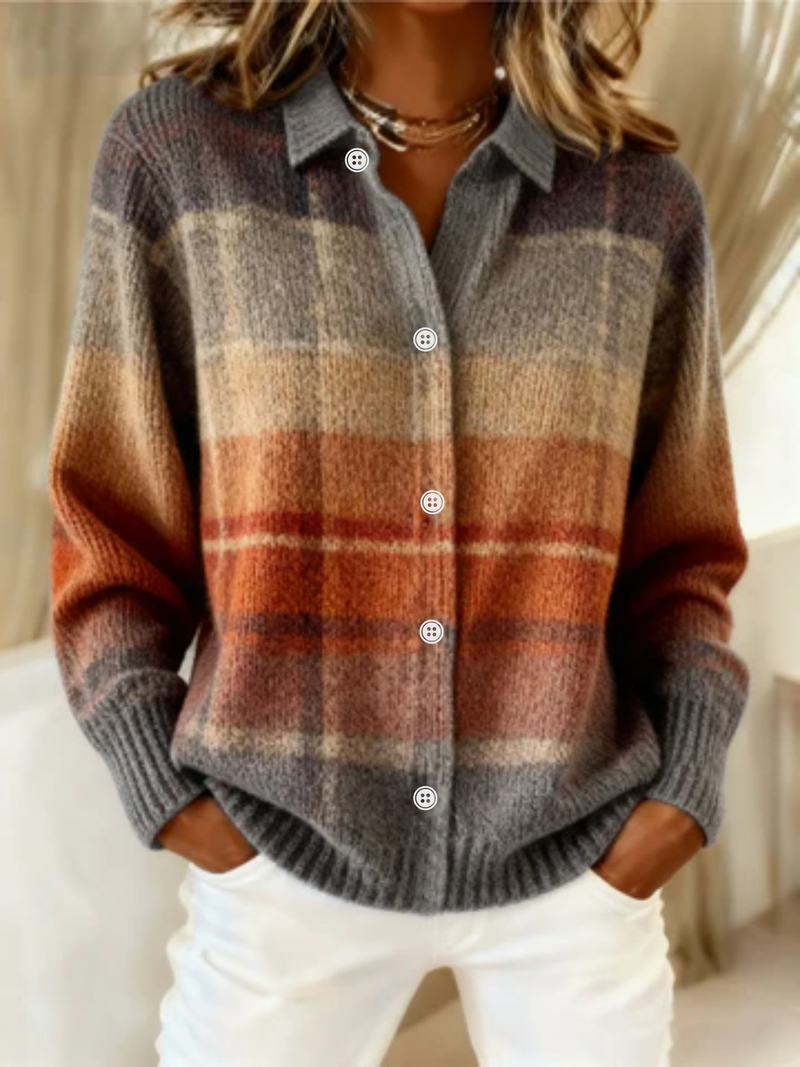 Leah – Checked Blouse Made from Warm, Soft Hoodie Material