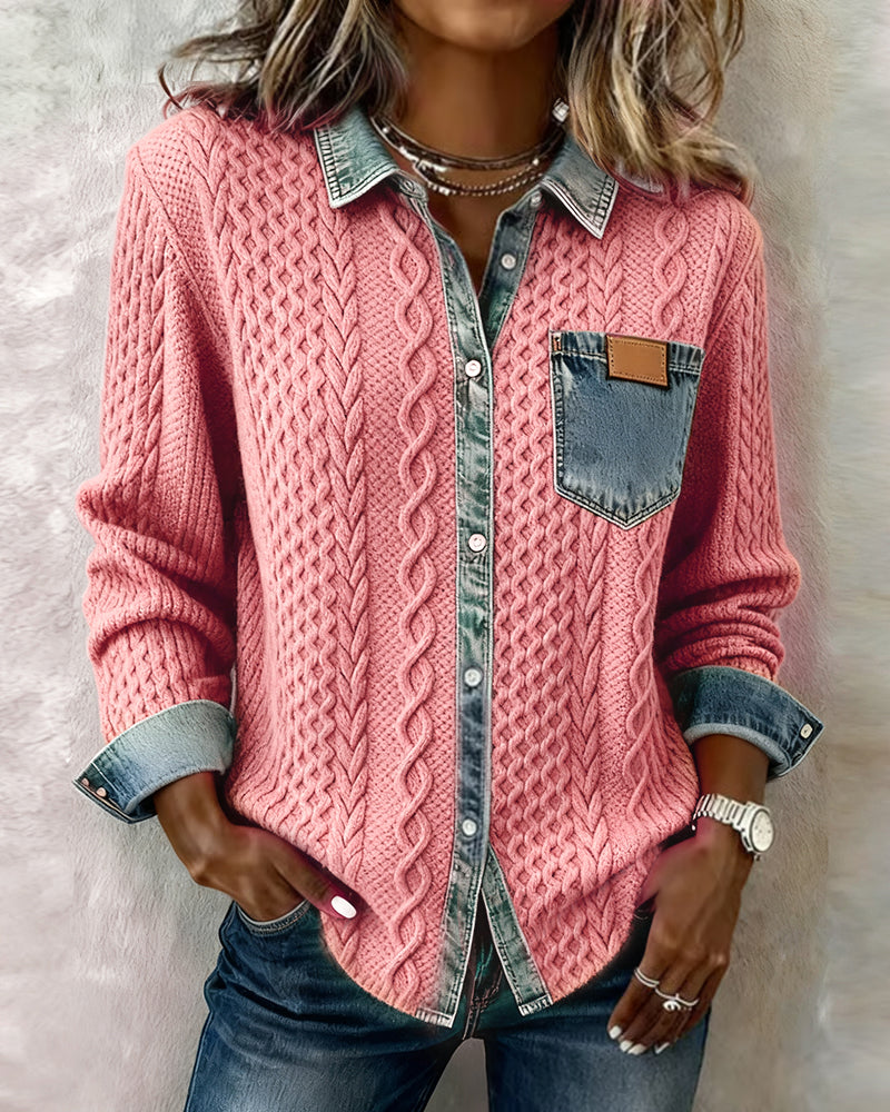 Peyton Shirt with Denim Patchwork
