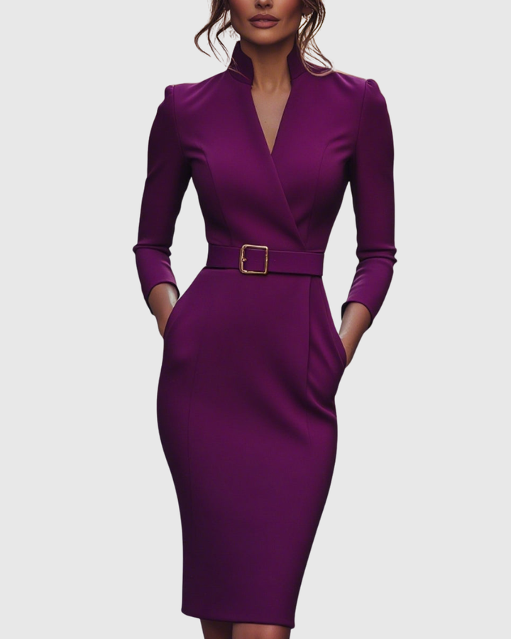 CLARA | BELTED PENCIL MIDI DRESS