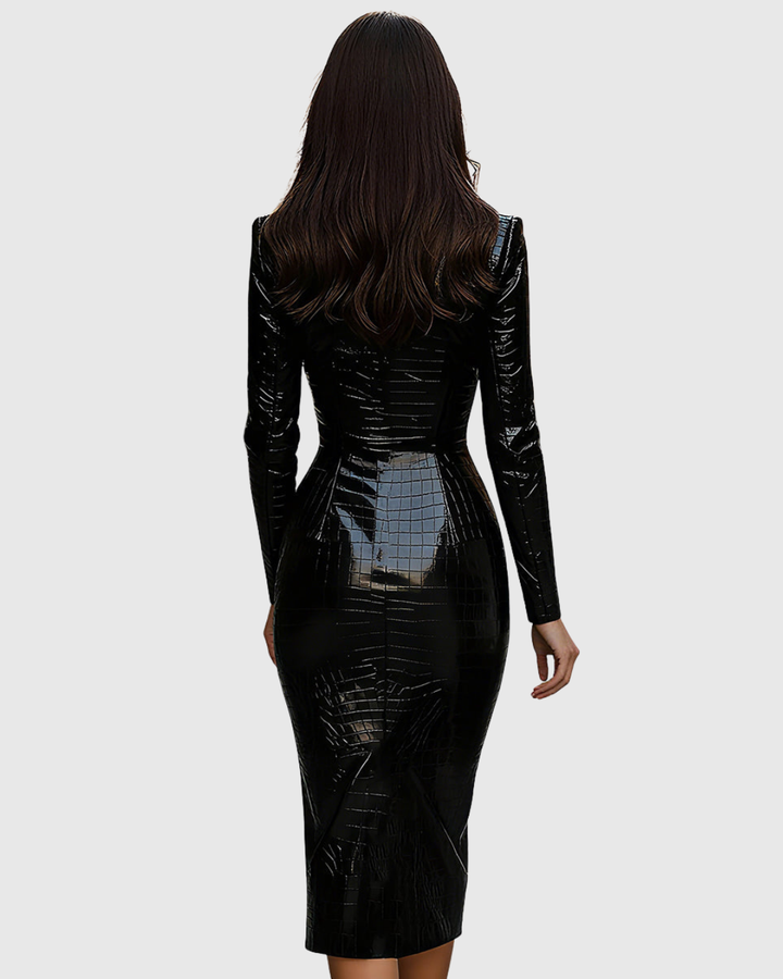 JOLENE | CROCODILE-EFFECT MIDI DRESS