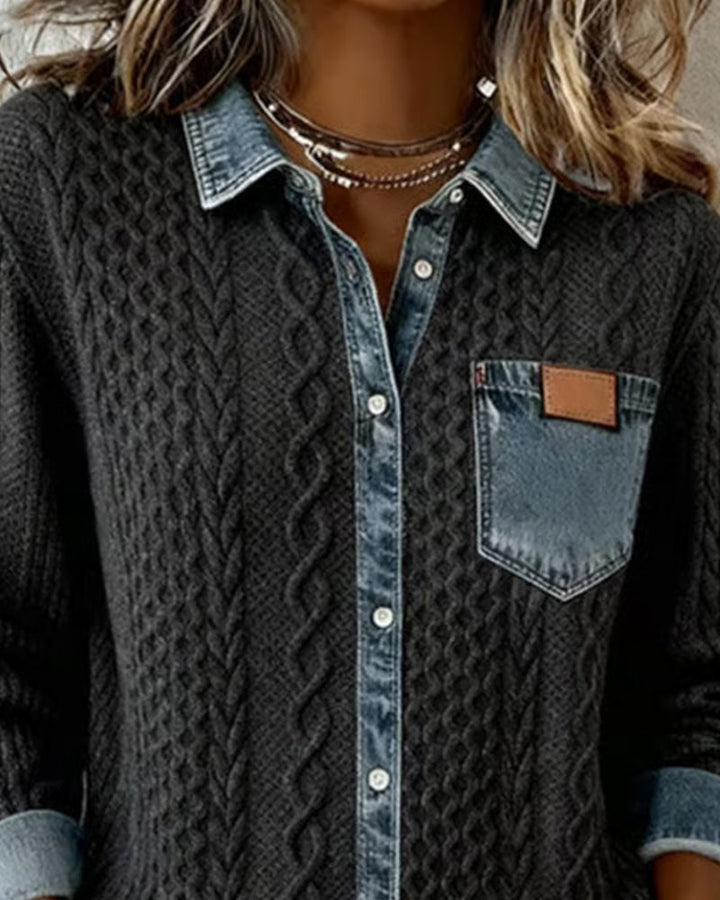 Peyton Shirt with Denim Patchwork
