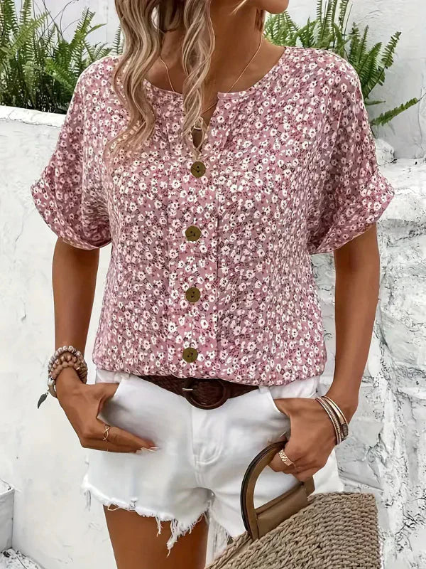 Olivia | Floral Button-Up Blouse