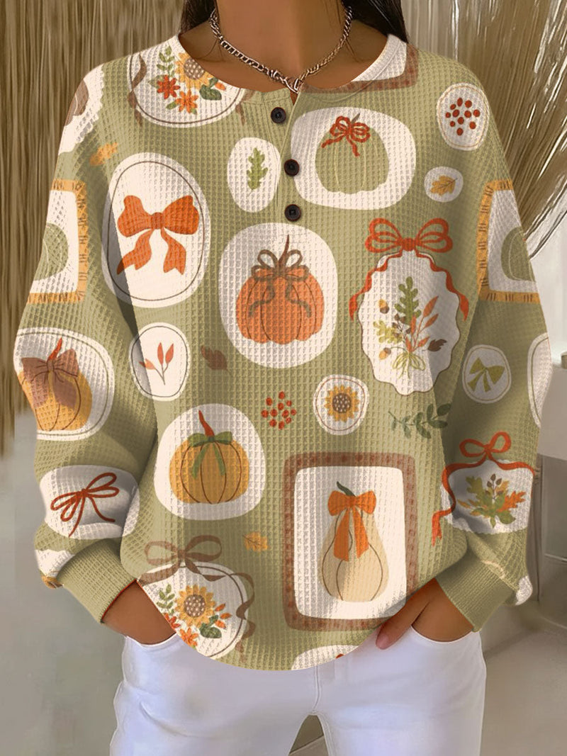 Freja | Autumn Knit with Ribbons and Pumpkin Pattern