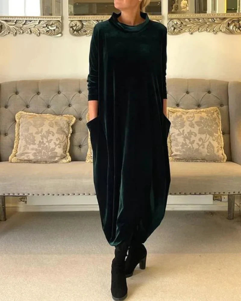 LISETTE | VELVET COWL NECK DRESS