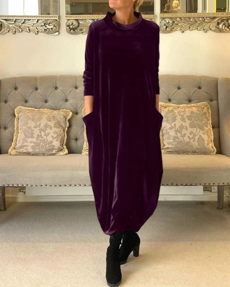 LISETTE | VELVET COWL NECK DRESS