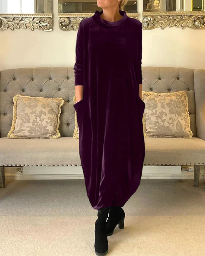 LISETTE | VELVET COWL NECK DRESS