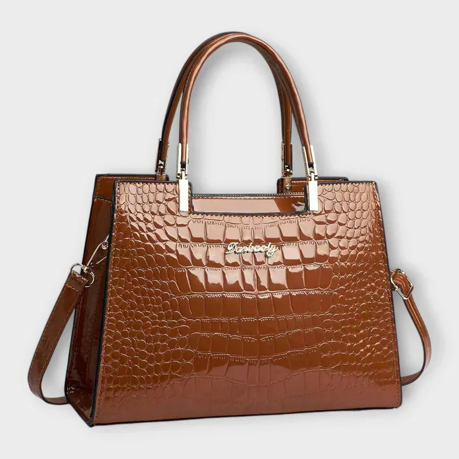 Olivia | Glossy Crocodile Pattern Handbag