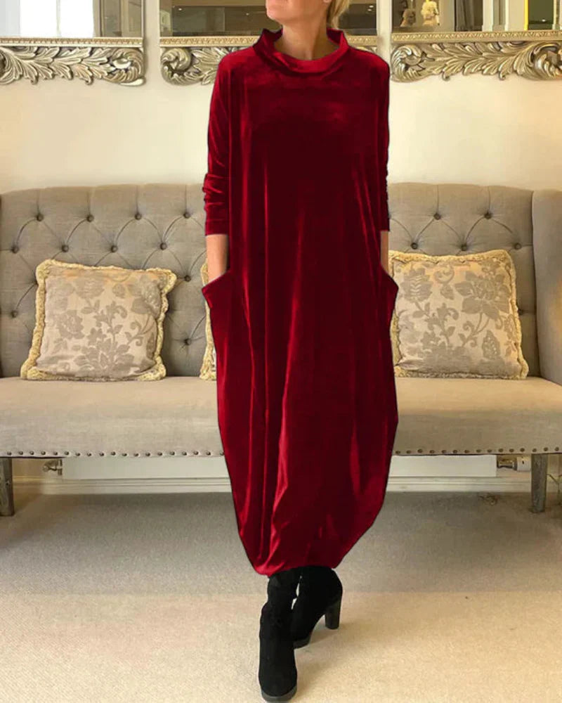 LISETTE | VELVET COWL NECK DRESS