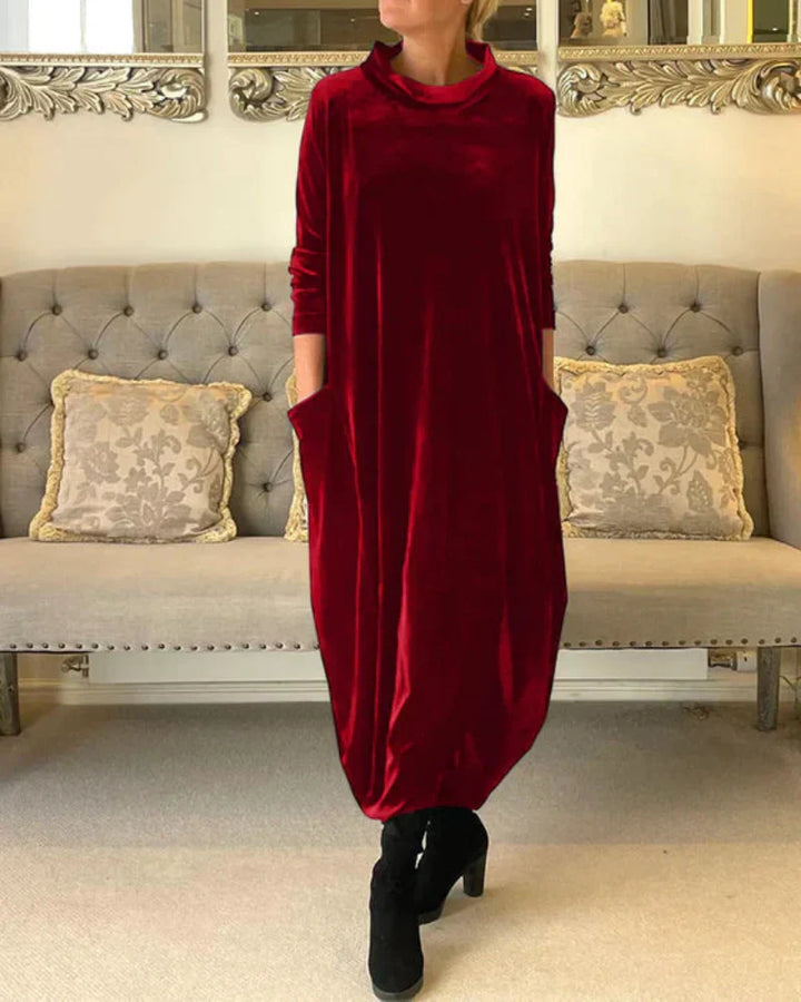 LISETTE | VELVET COWL NECK DRESS