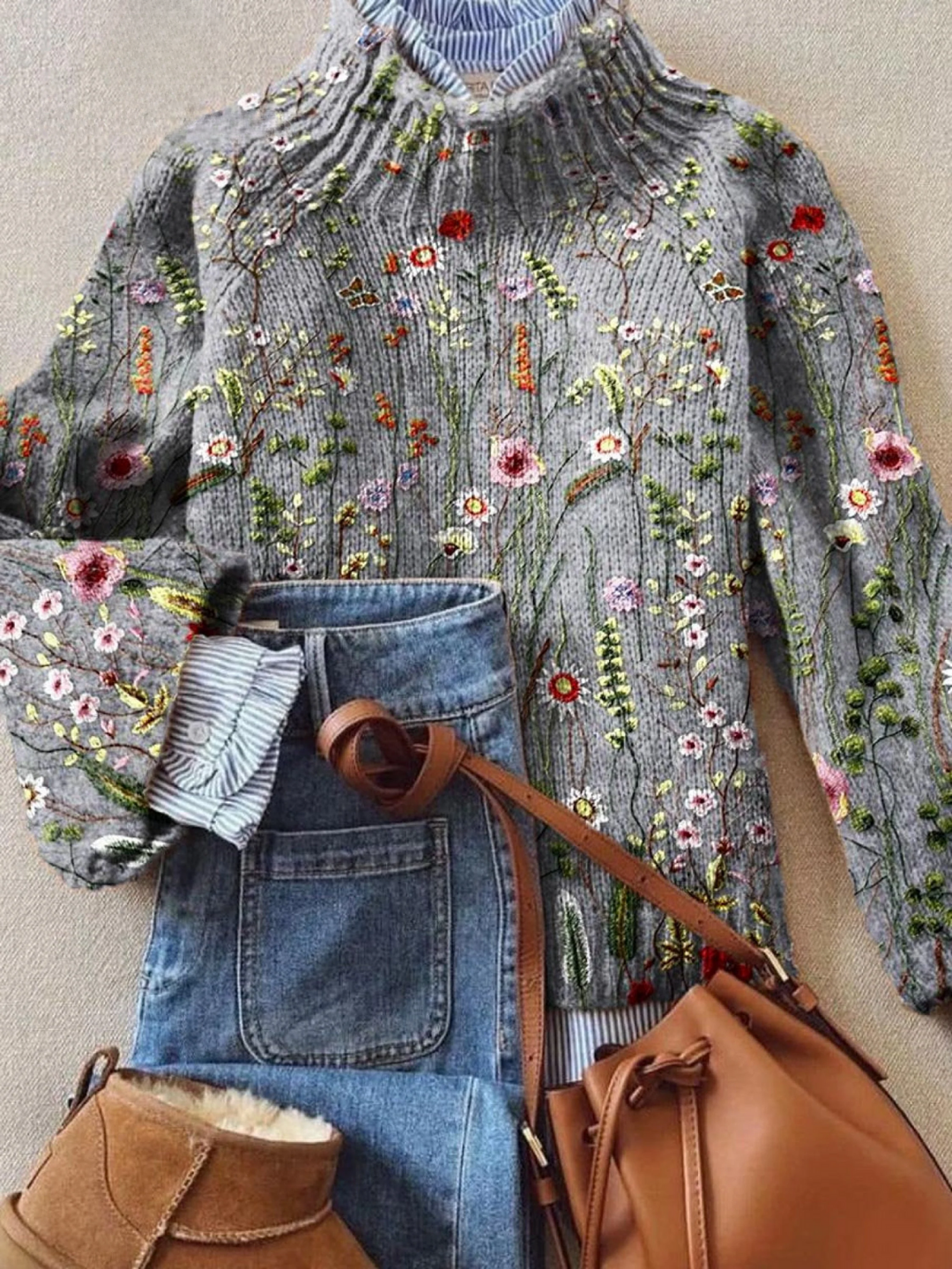 Kayla | Vintage floral Knit Jumper