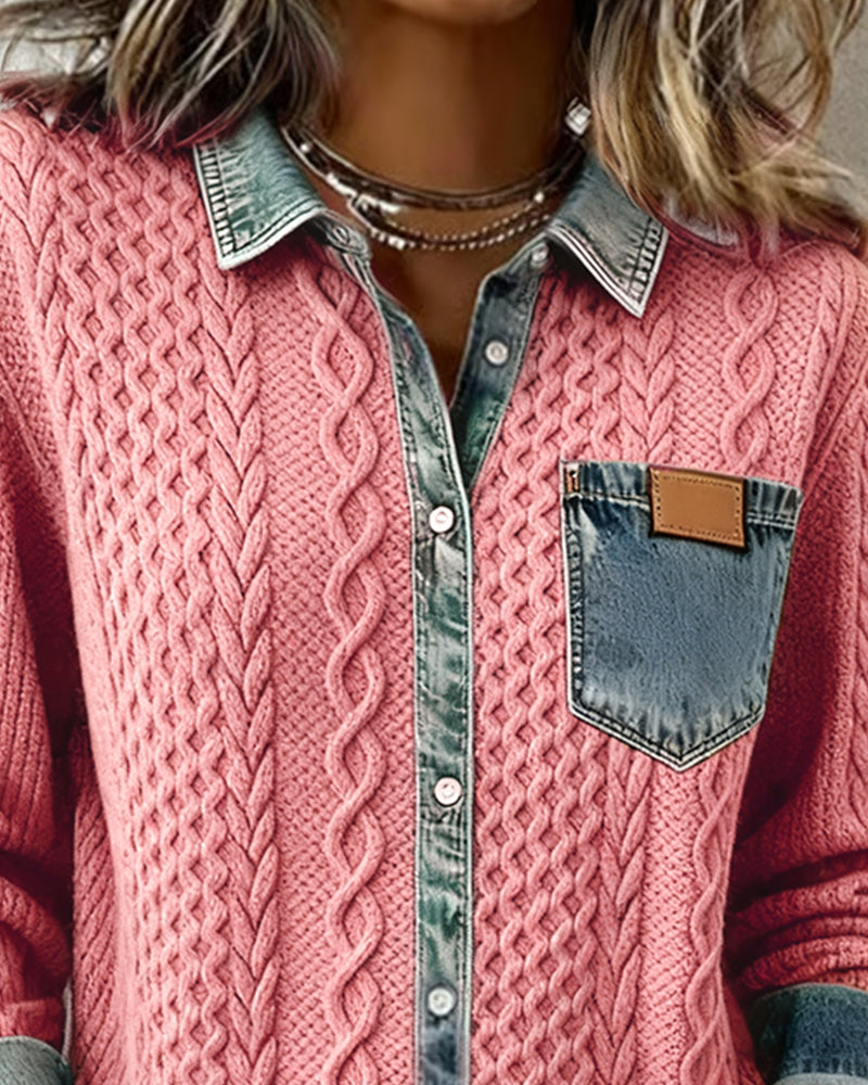 Peyton Shirt with Denim Patchwork
