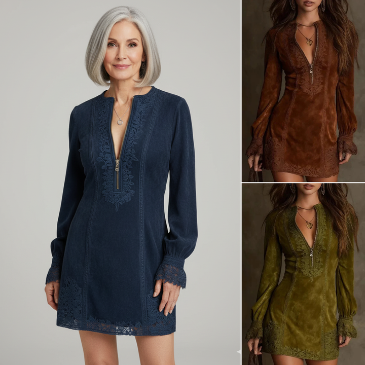 Jane | Elegant Suede Lace Dress