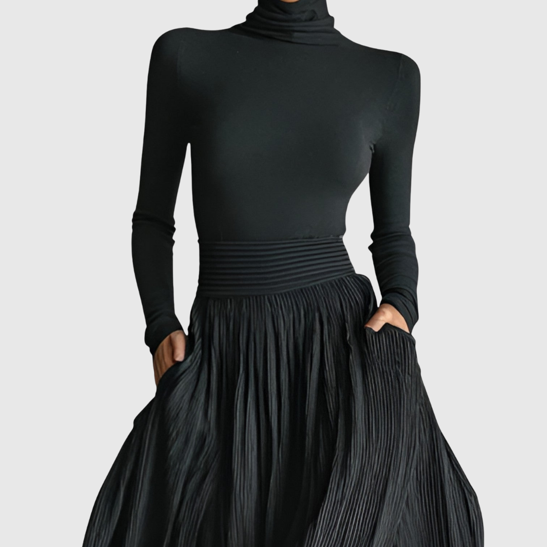 CERYNN | HIGH-WAIST MAXI SKIRT AND SHIRT ENSEMBLE