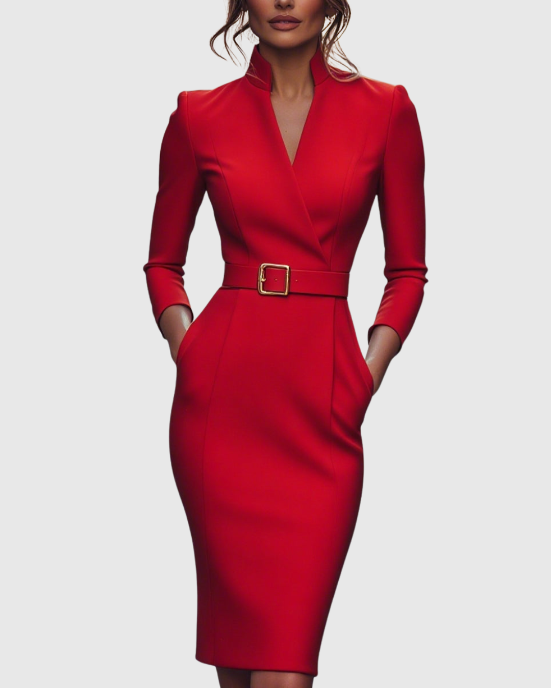 CLARA | BELTED PENCIL MIDI DRESS