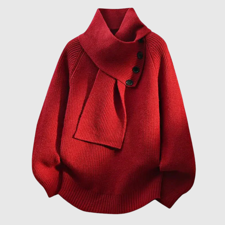 ARIELLE | DRAPED SCARF-NECK SWEATER