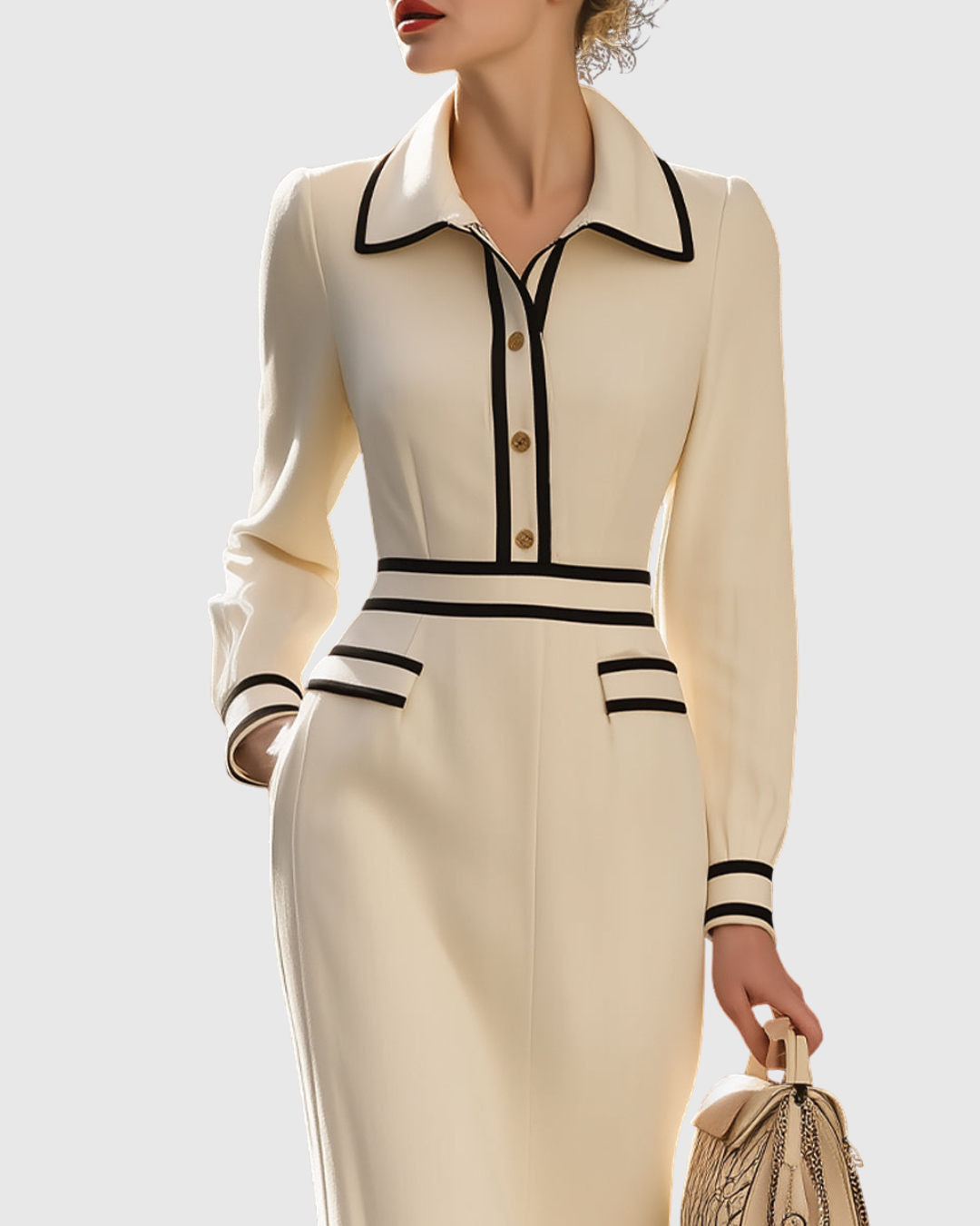 ADERYN | TAILORED BUTTON DETAIL MIDI DRESS