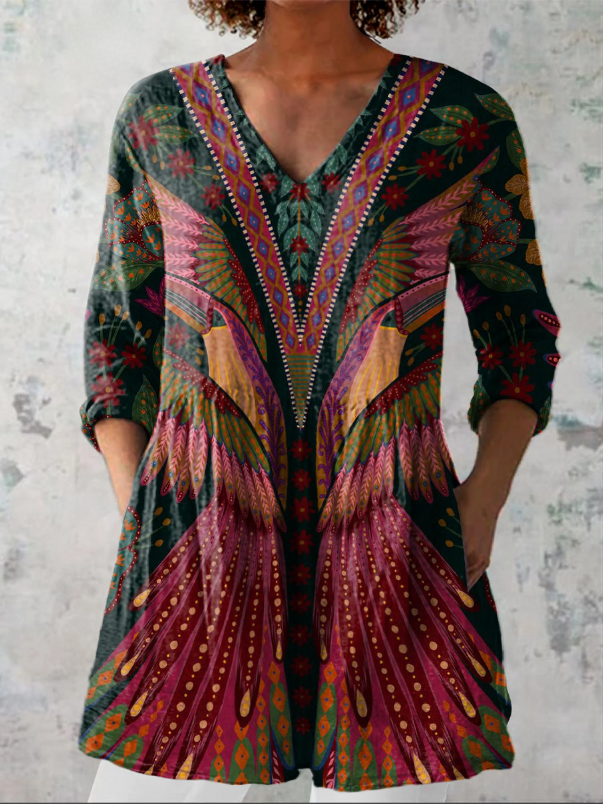 Tropical Bird Linen Tunic – Summer Vibes