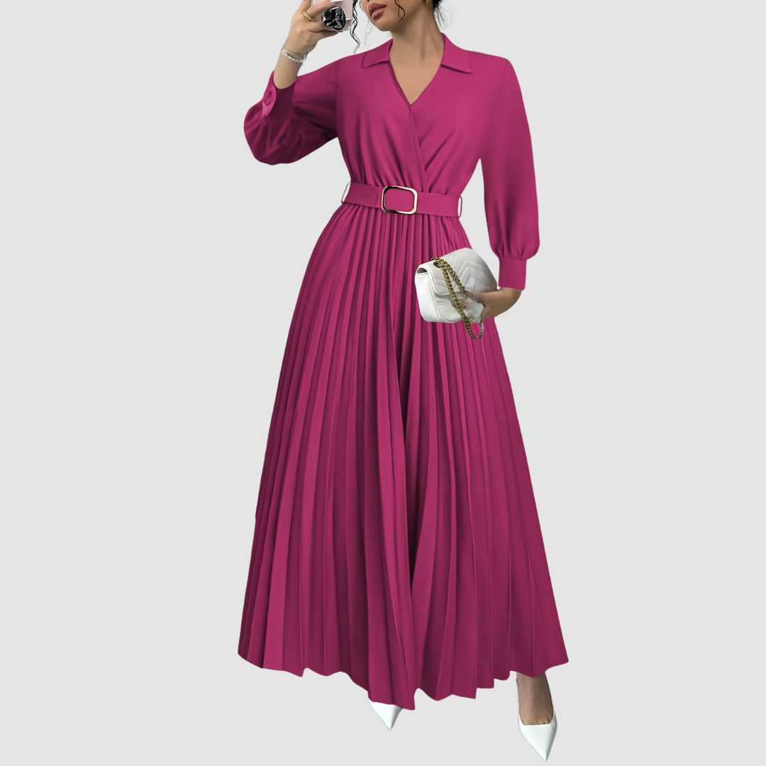 ALICIA | BELTED PLEATED DRESS