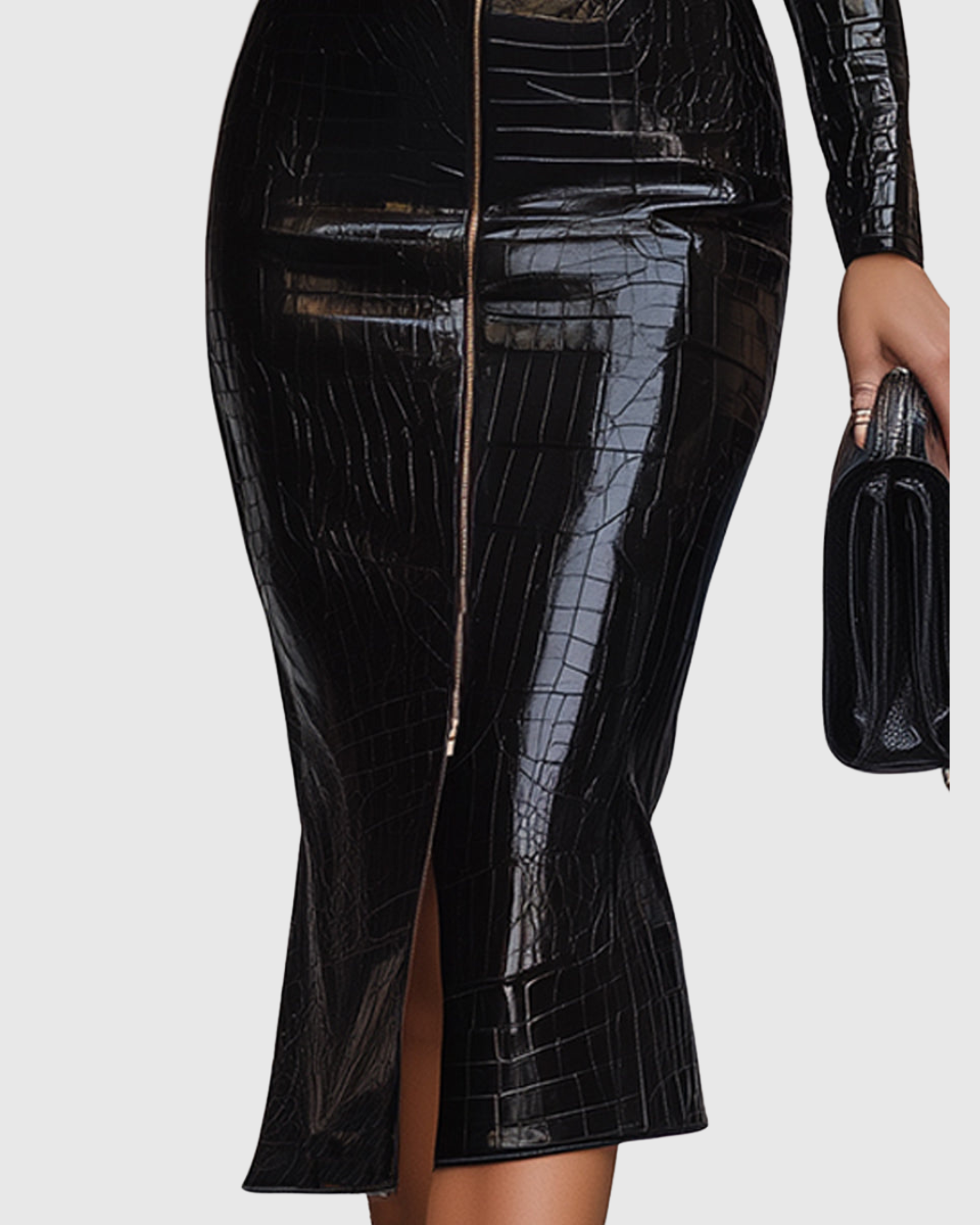 JOLENE | CROCODILE-EFFECT MIDI DRESS