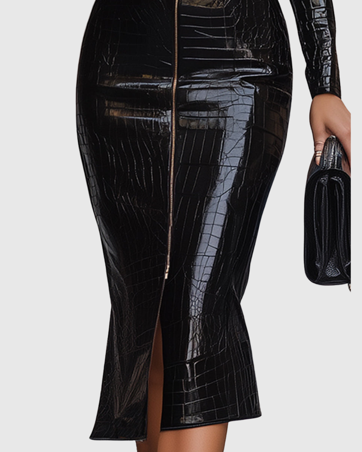 JOLENE | CROCODILE-EFFECT MIDI DRESS