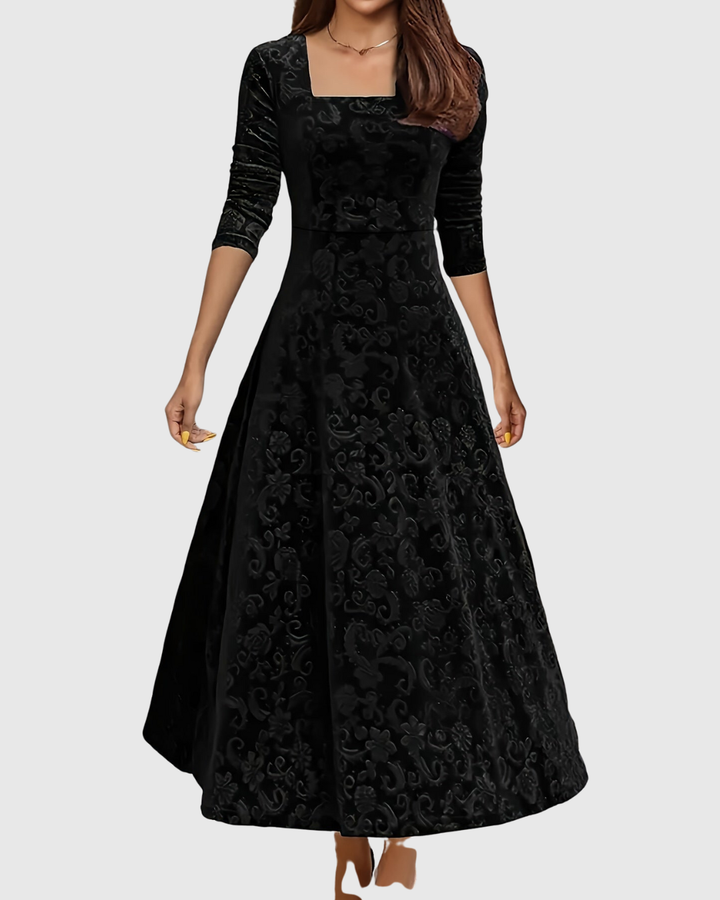 MARGARET | VELVET FLORAL MIDI DRESS