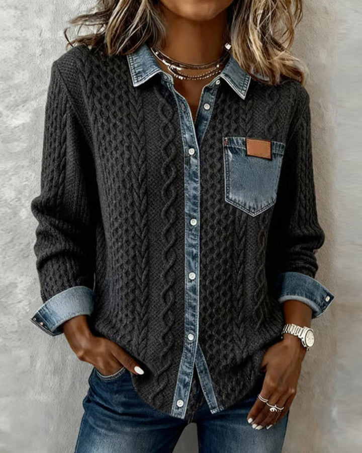 Peyton Shirt with Denim Patchwork