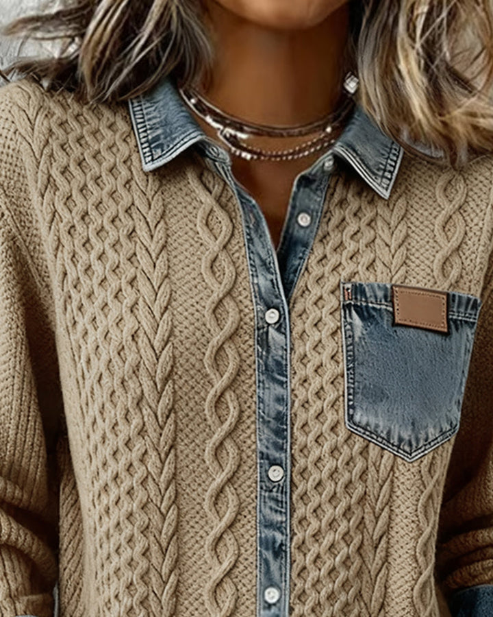 Peyton Shirt with Denim Patchwork