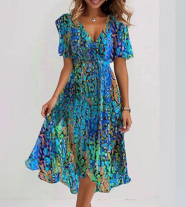 Corinne | Breezy Blue Midi Dress