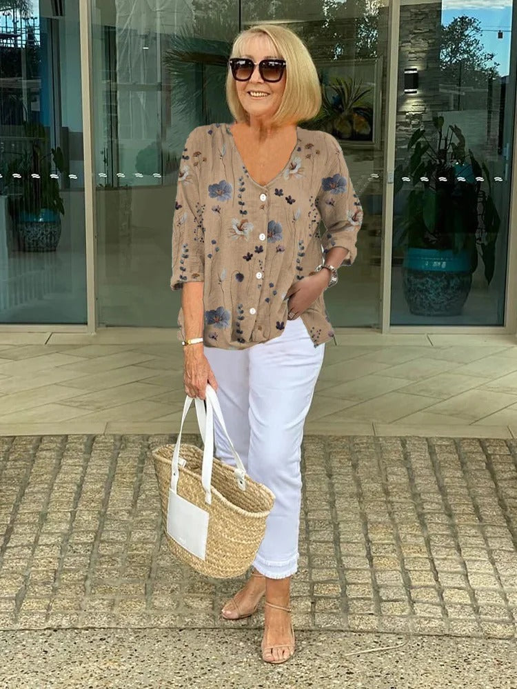 Claire | Printed Button Tunic Top