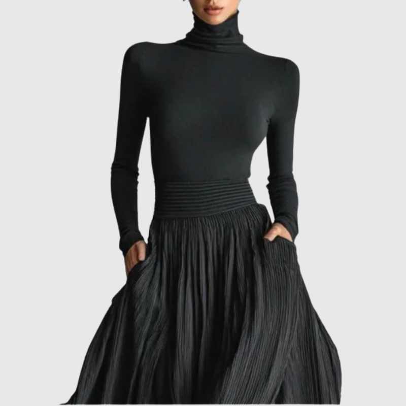 CERYNN | HIGH-WAIST MAXI SKIRT AND SHIRT ENSEMBLE