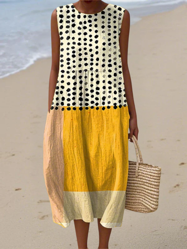 Charlotte | Polka Colorblock Midi Dress