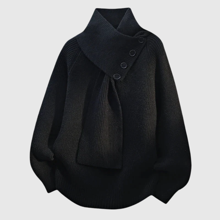 ARIELLE | DRAPED SCARF-NECK SWEATER