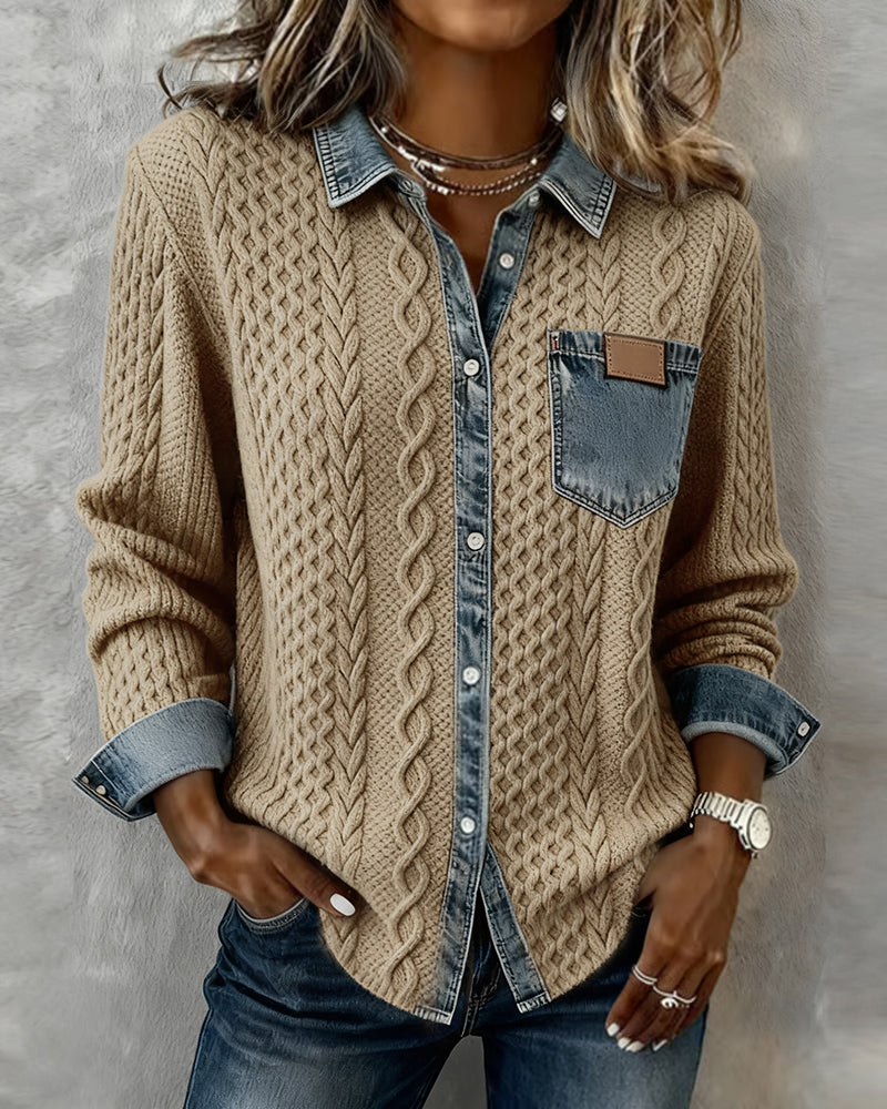 Peyton Shirt with Denim Patchwork