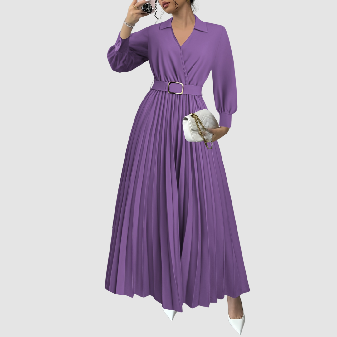 ALICIA | BELTED PLEATED DRESS