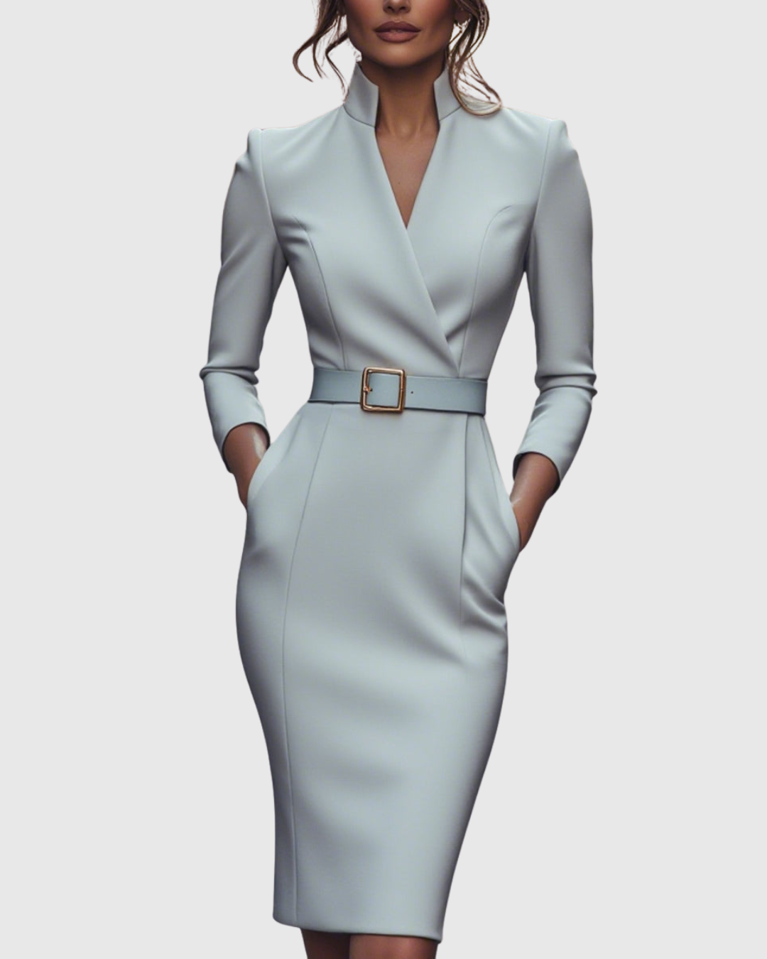 CLARA | BELTED PENCIL MIDI DRESS