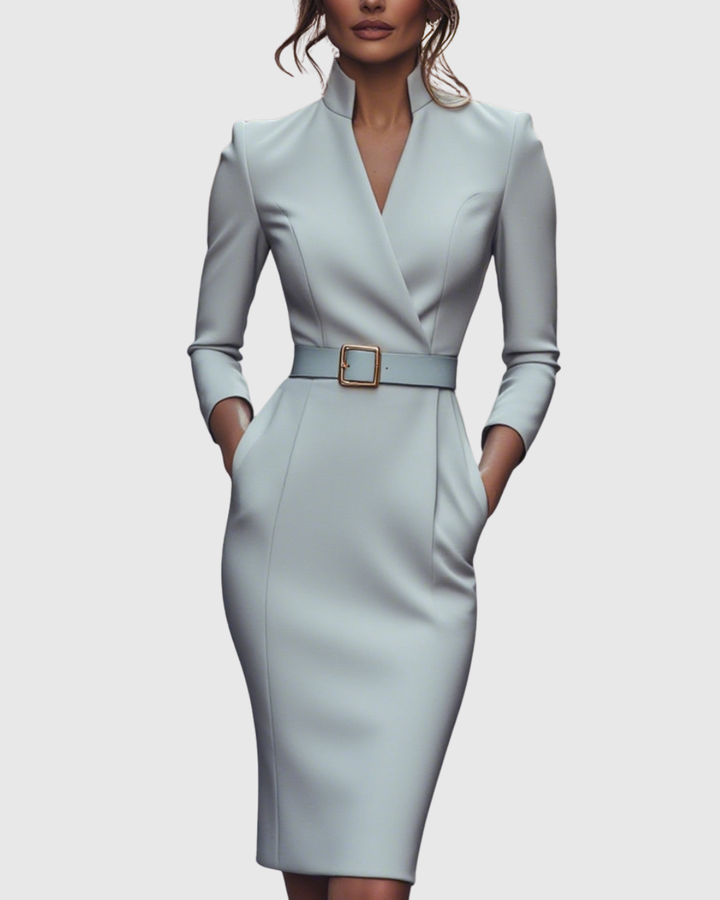 CLARA | BELTED PENCIL MIDI DRESS