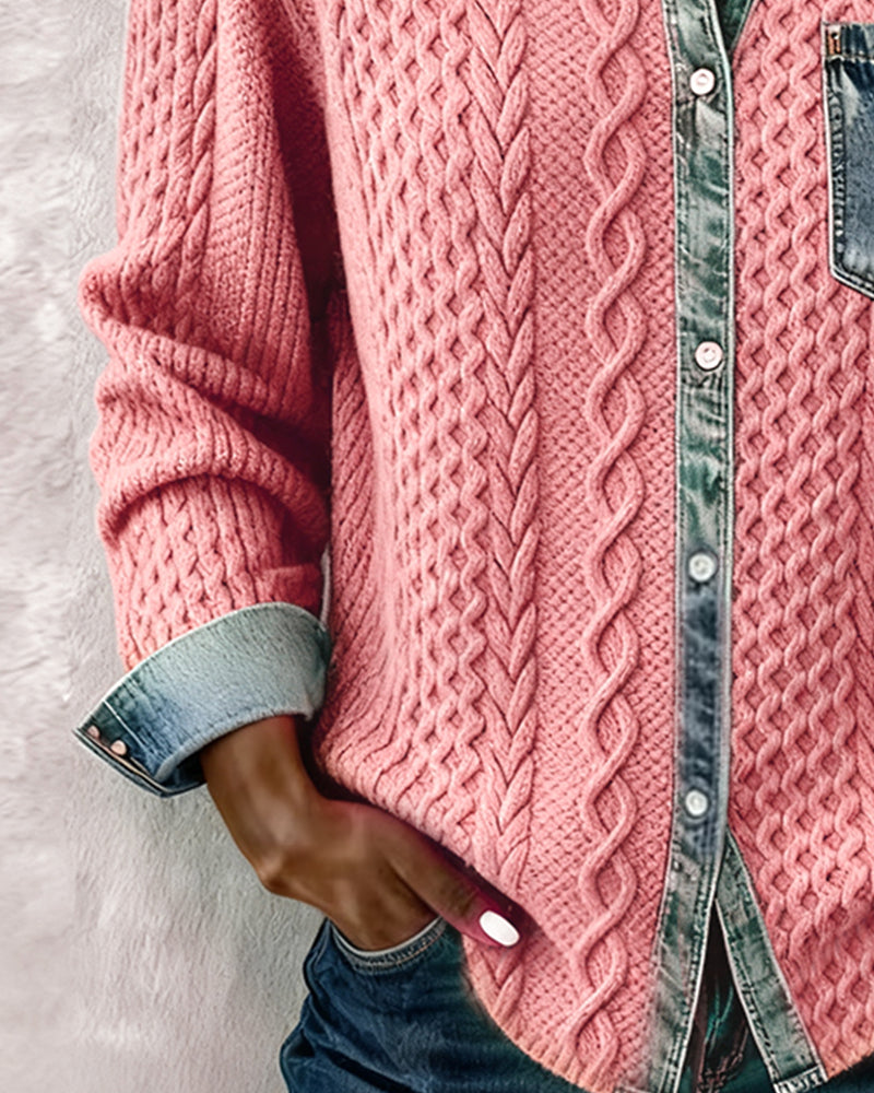 Peyton Shirt with Denim Patchwork