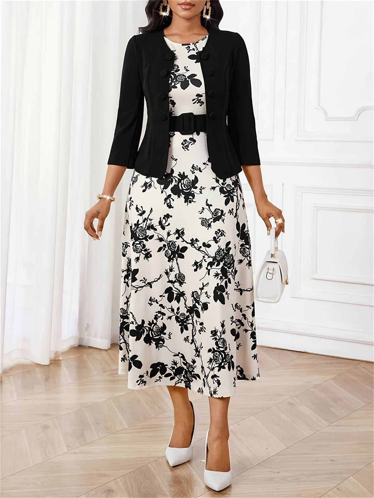 BOZENA | BELTED PATTERNED TWO-PIECE SET