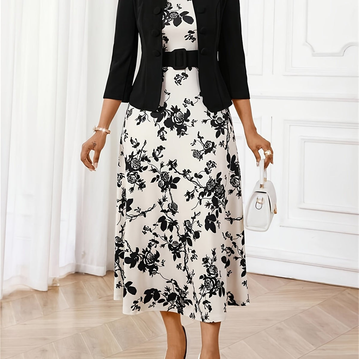 BOZENA | BELTED PATTERNED TWO-PIECE SET