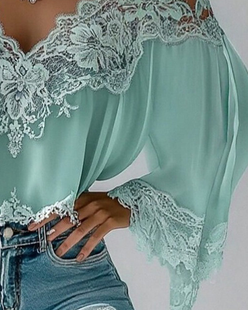 Mia | Patchwork Long Sleeve Blouse