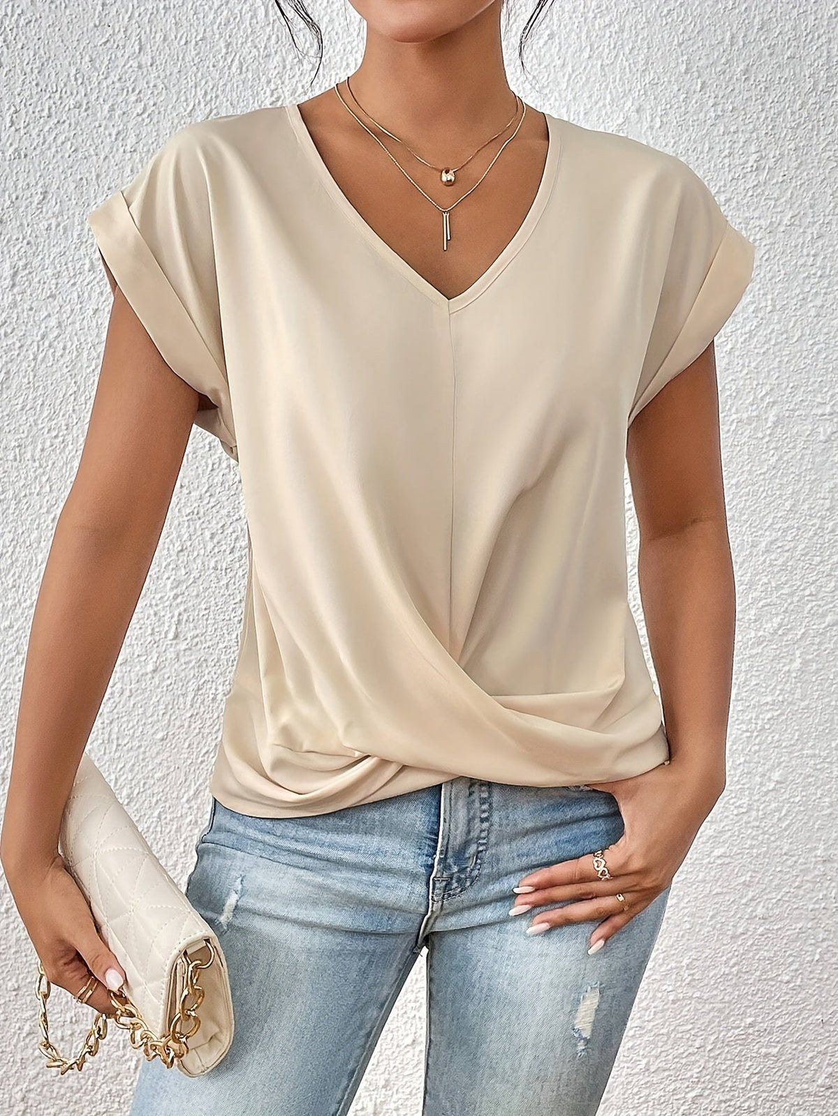 Kathrina | Twist-Front V-Neck Top