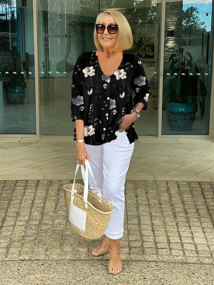 Claire | Printed Button Tunic Top
