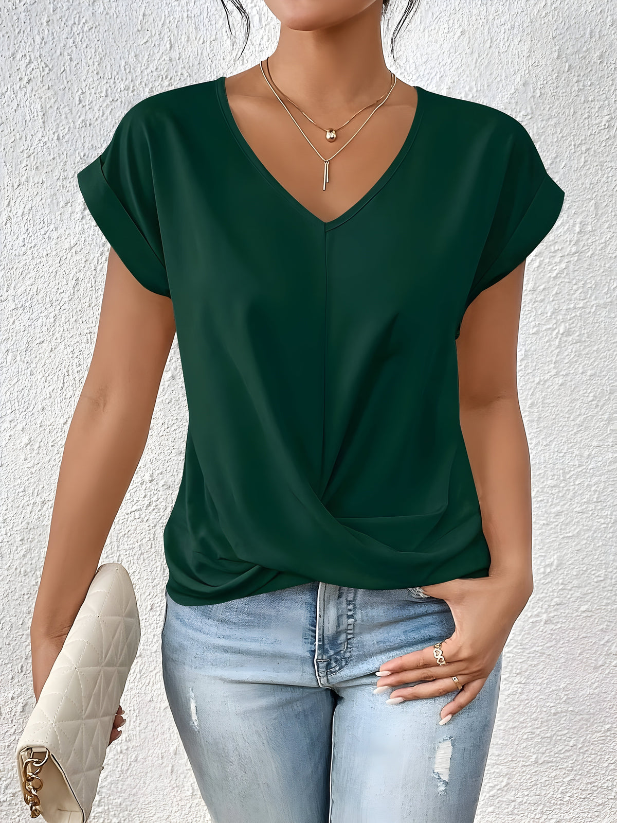 Kathrina | Twist-Front V-Neck Top