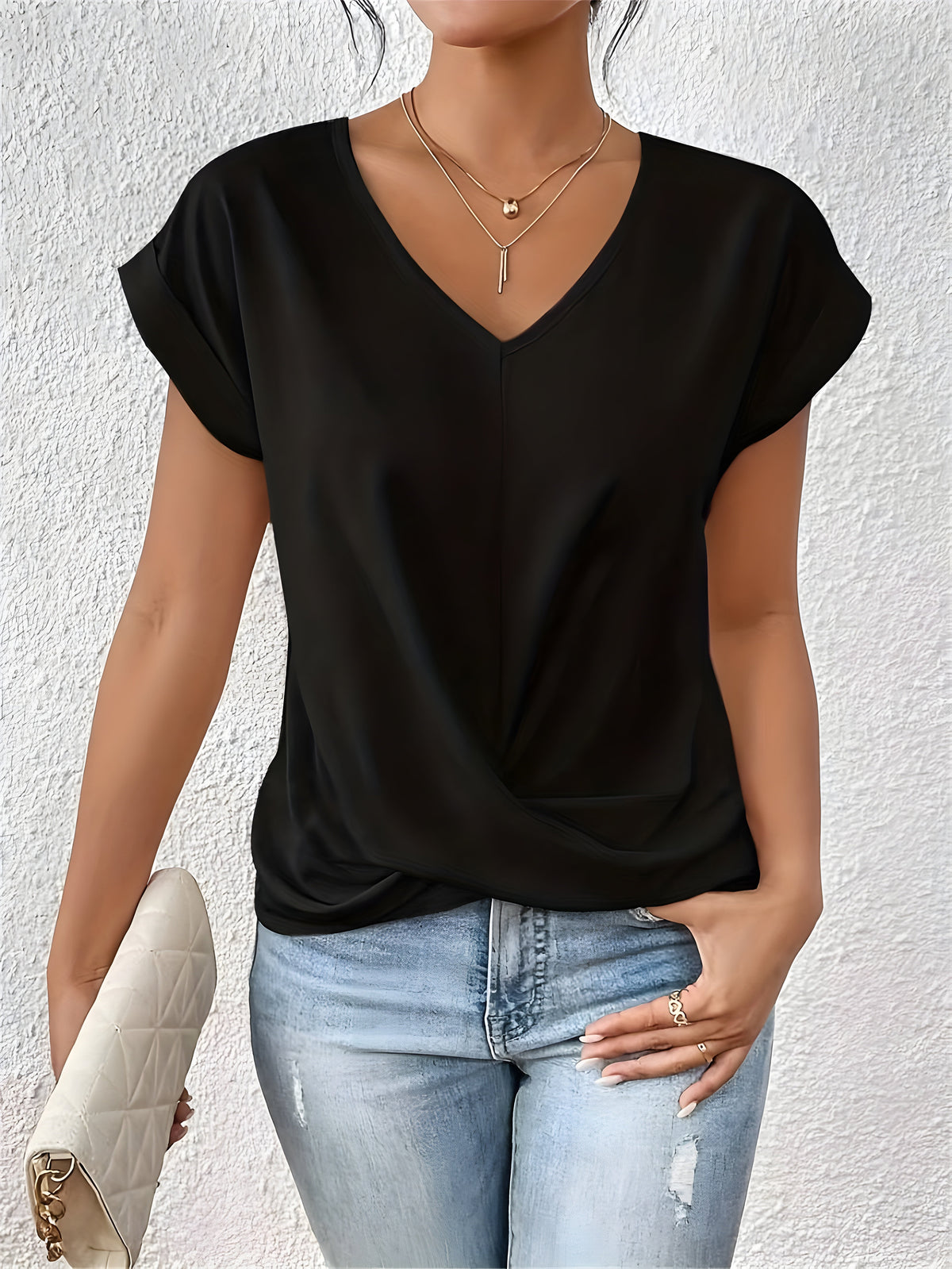 Kathrina | Twist-Front V-Neck Top