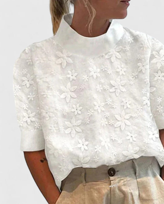 ANITA | EMBROIDERED STAND-COLLAR BLOUSE